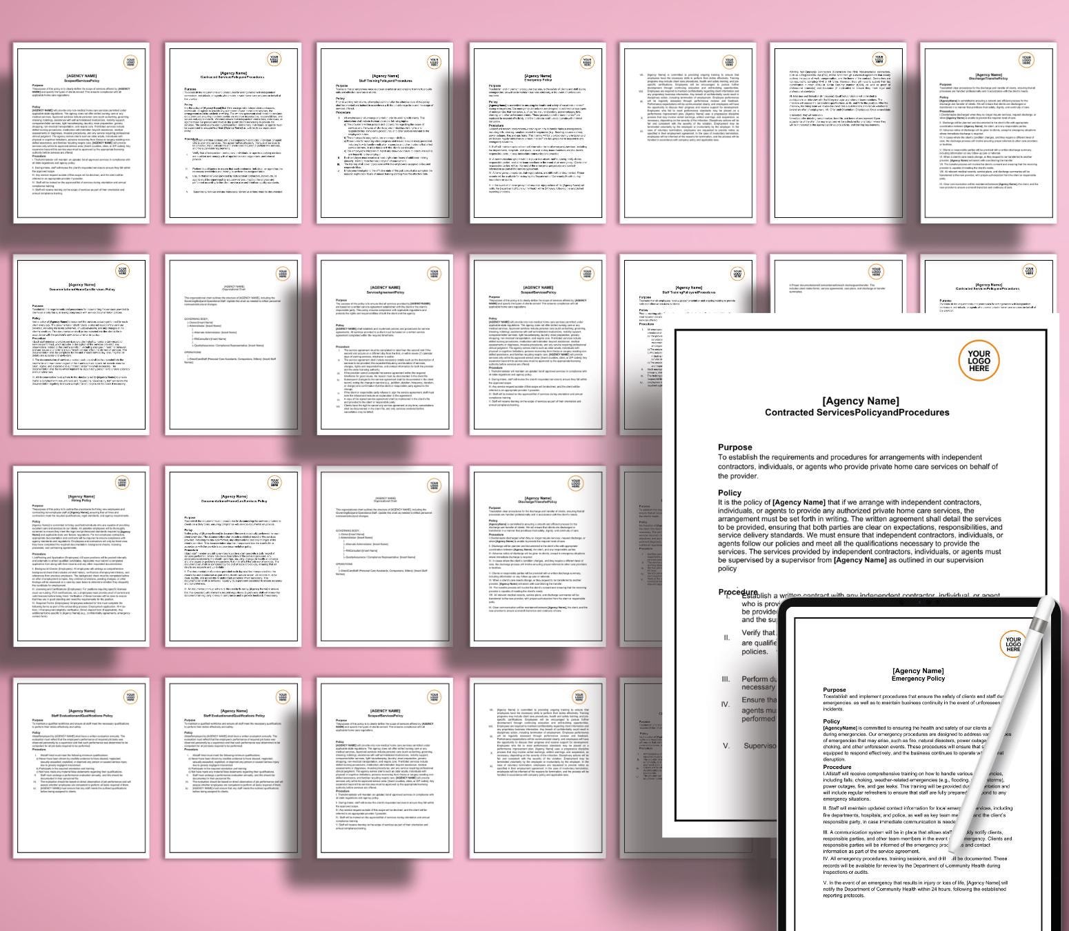 Policies and Procedures, Editable  Non-Medical Home Health Agency Templates PDF DOCX