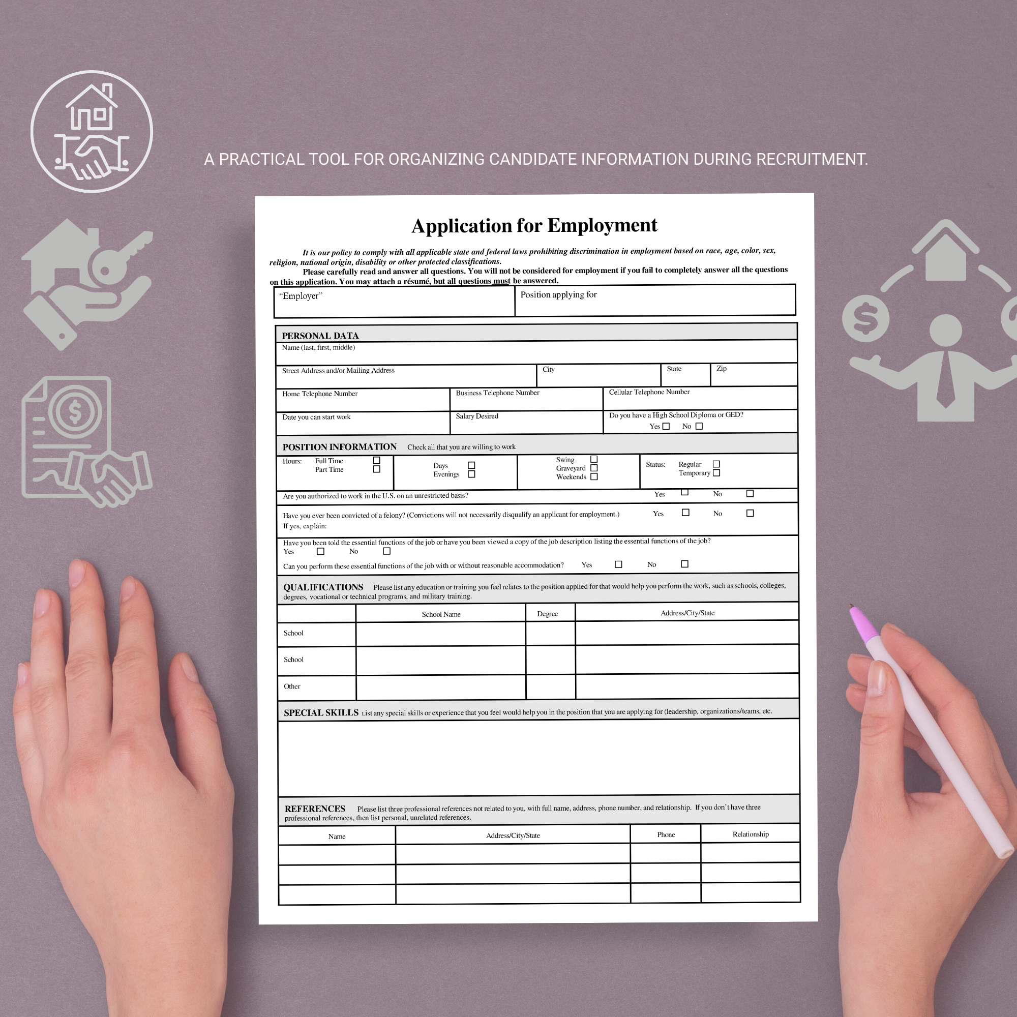 Job Application Template | Editable Microsoft Word Document for Employers