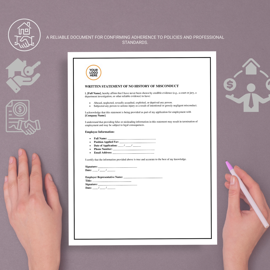 Written Statement of No Misconduct | Editable Microsoft Word Document