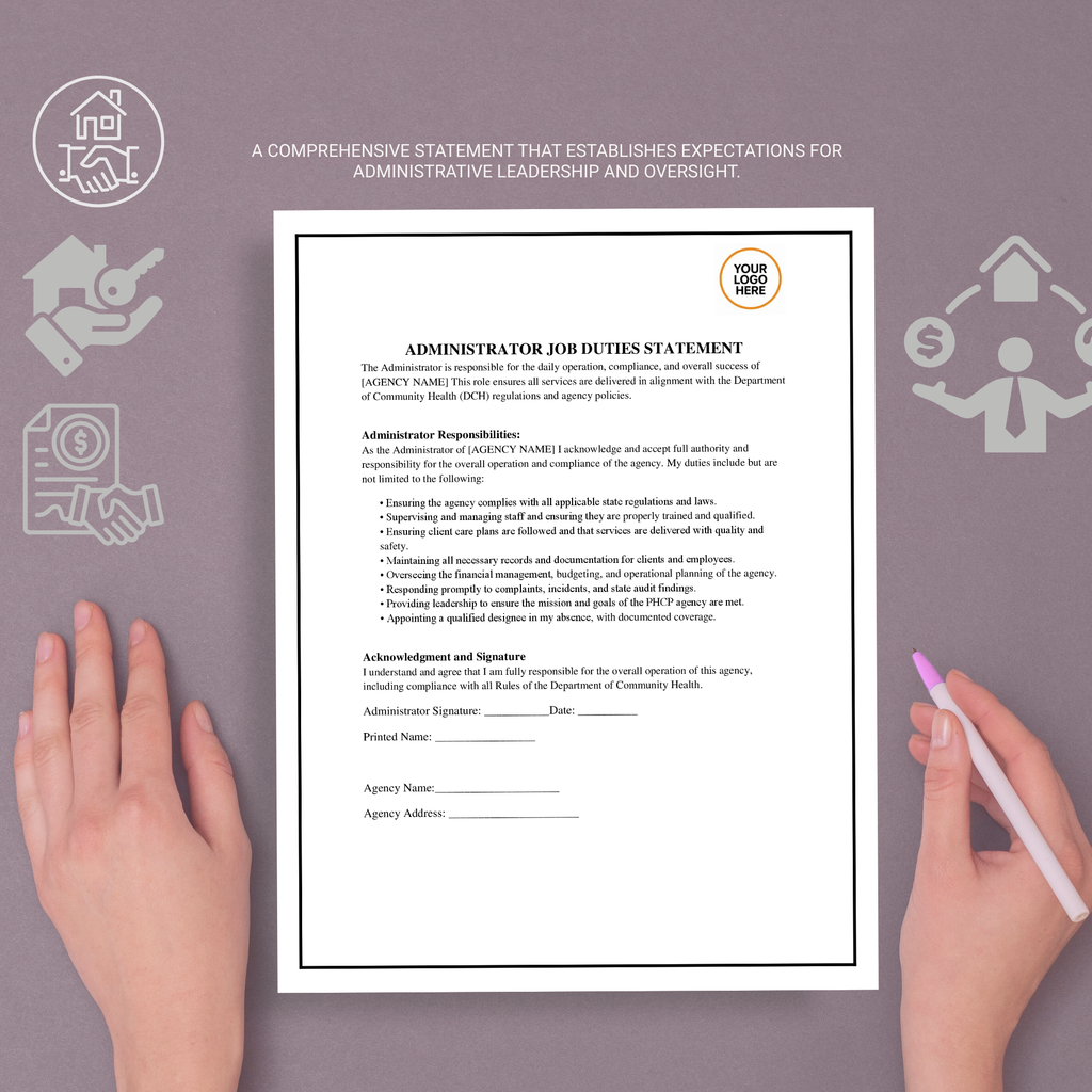 Administrator Job Duties Authority Statement | Editable Microsoft Word Document