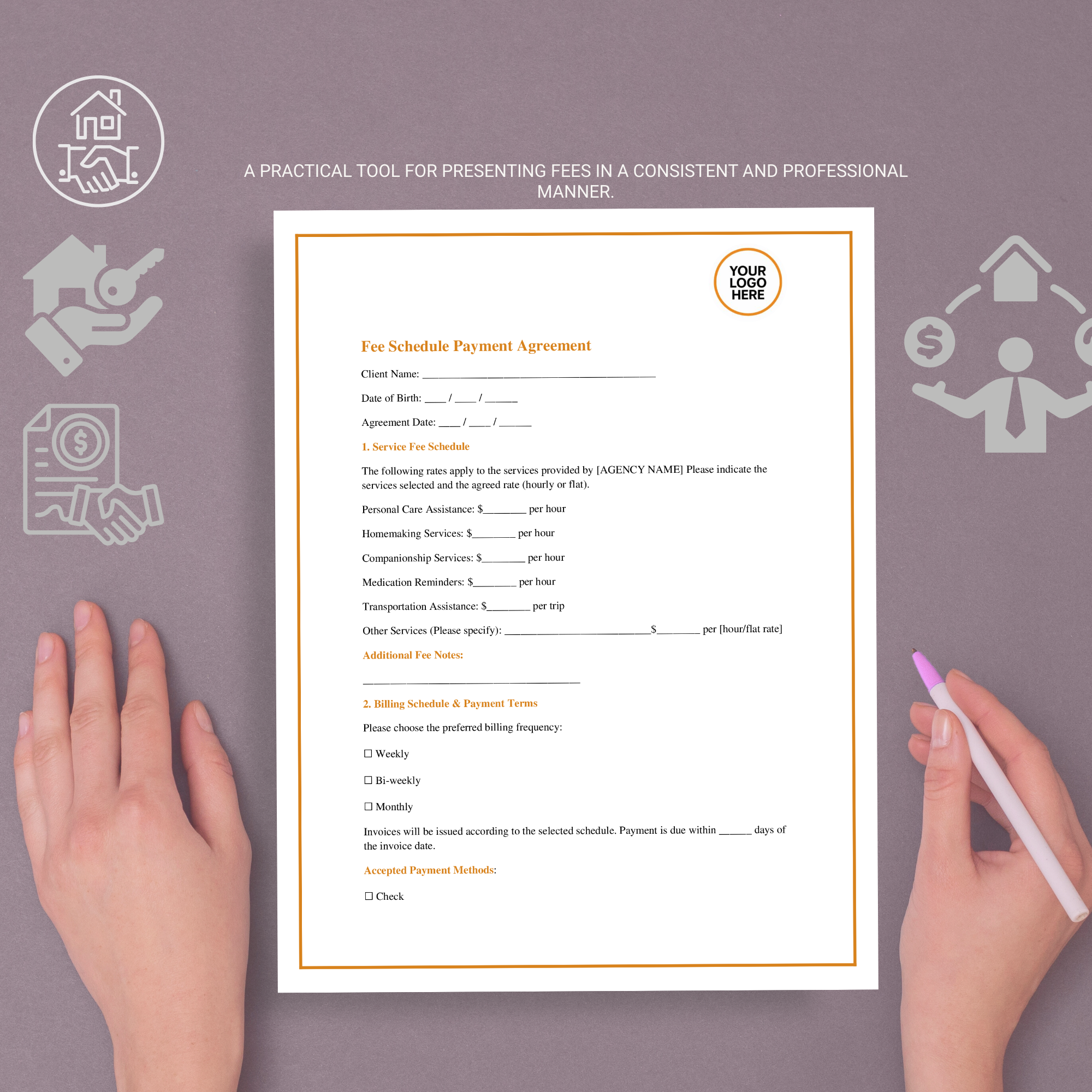 Client Fee Schedule Template | Editable Word Document for Professionals