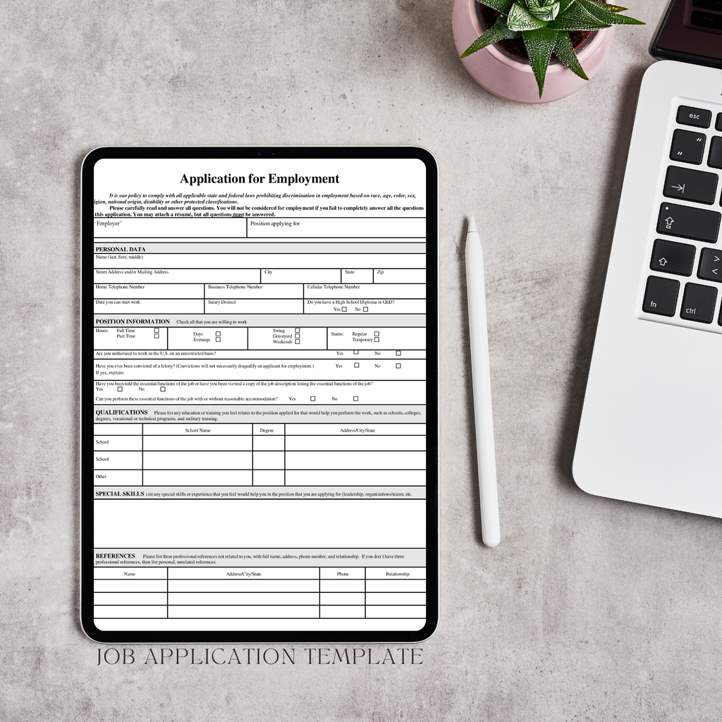 Job Application Template | Editable Microsoft Word Document for Employers