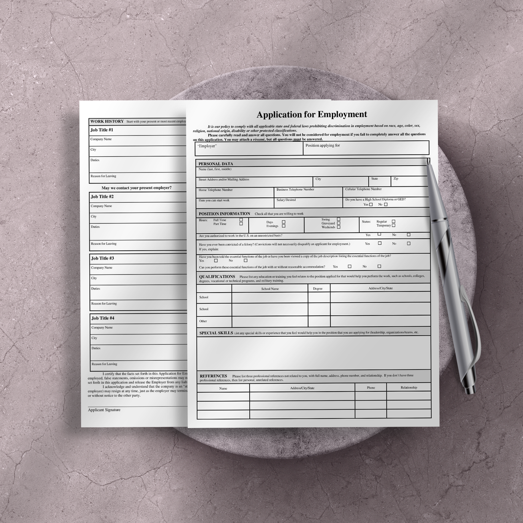 Job Application Template | Editable Microsoft Word Document for Employers