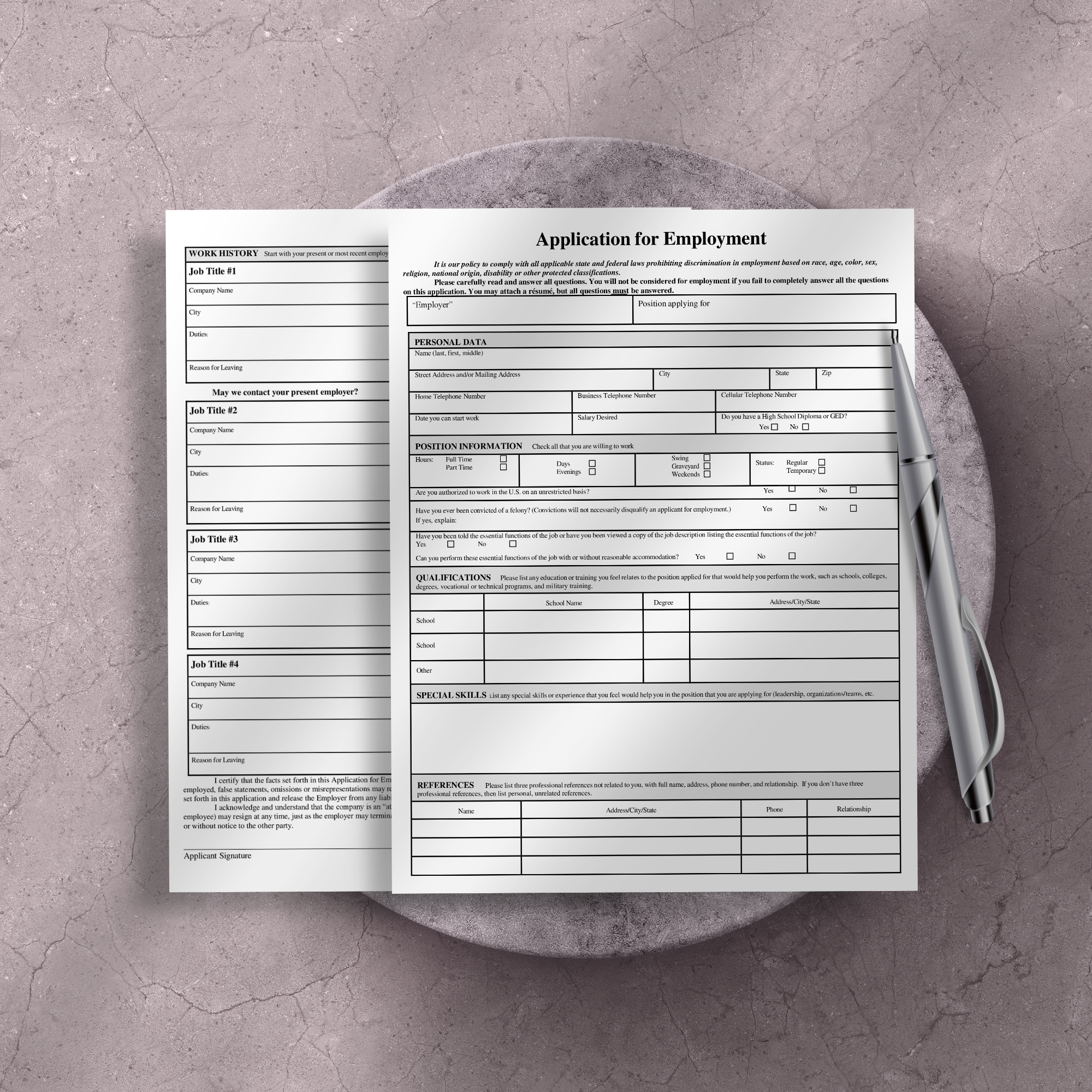 Job Application Template | Editable Microsoft Word Document for Employers