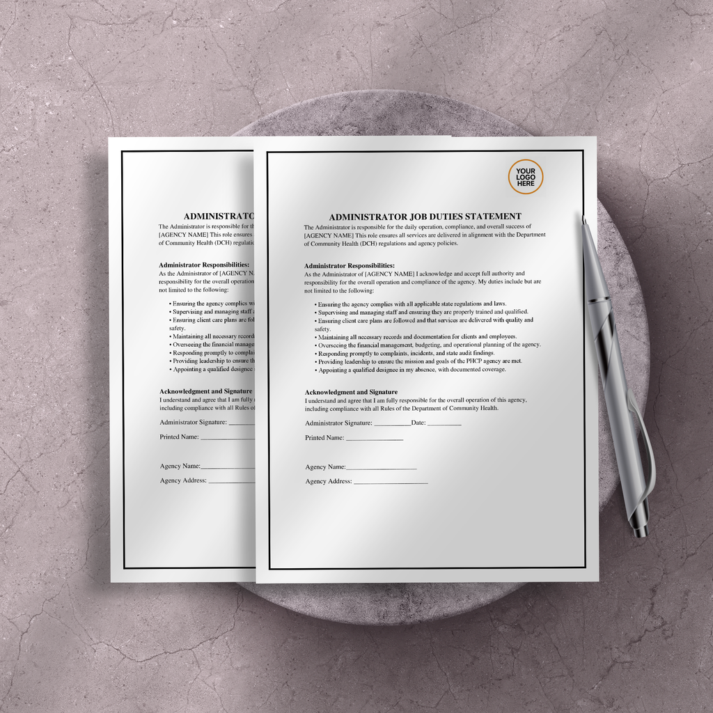 Administrator Job Duties Authority Statement | Editable Microsoft Word Document