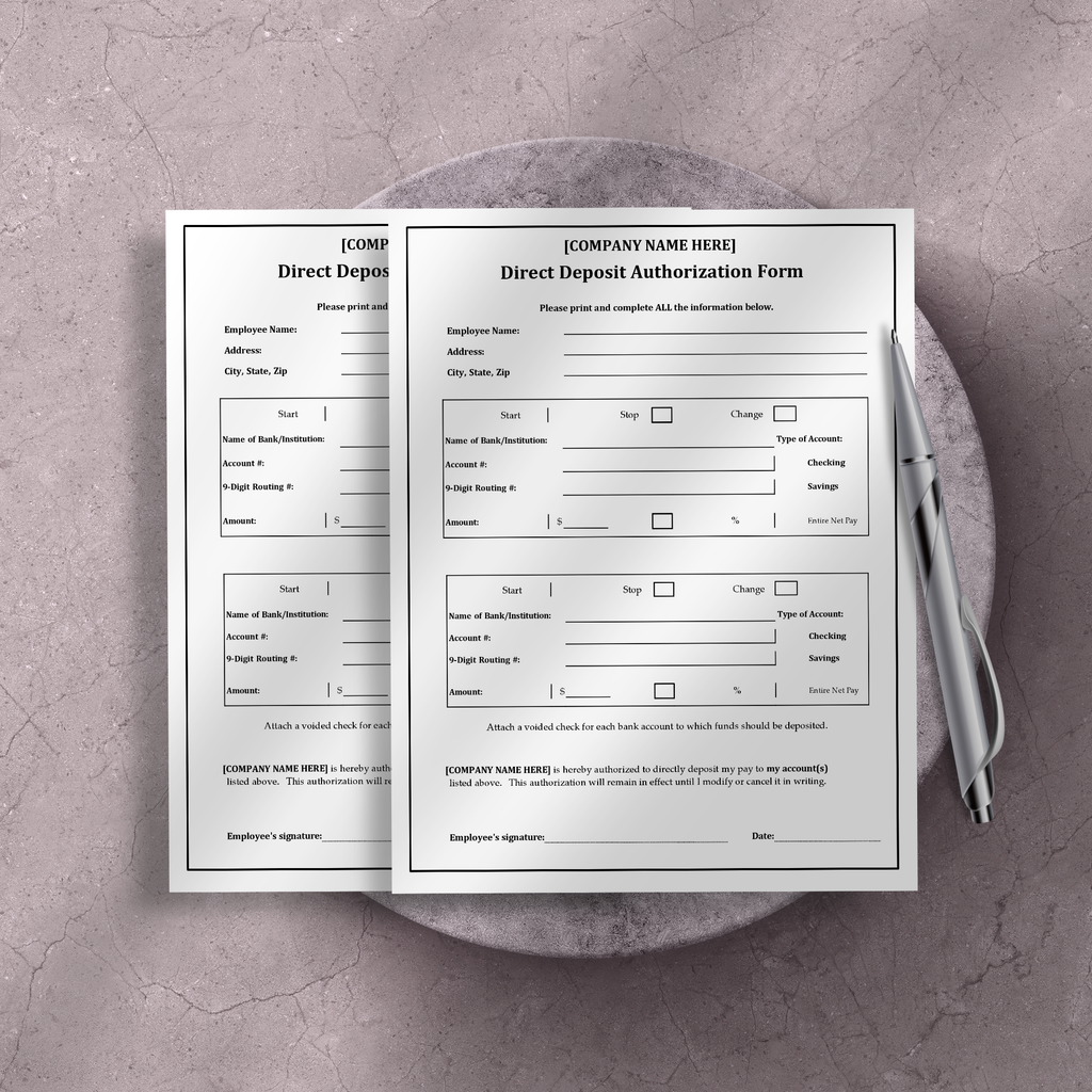 Direct Deposit Form Template | Editable Microsoft Word Document for Payroll