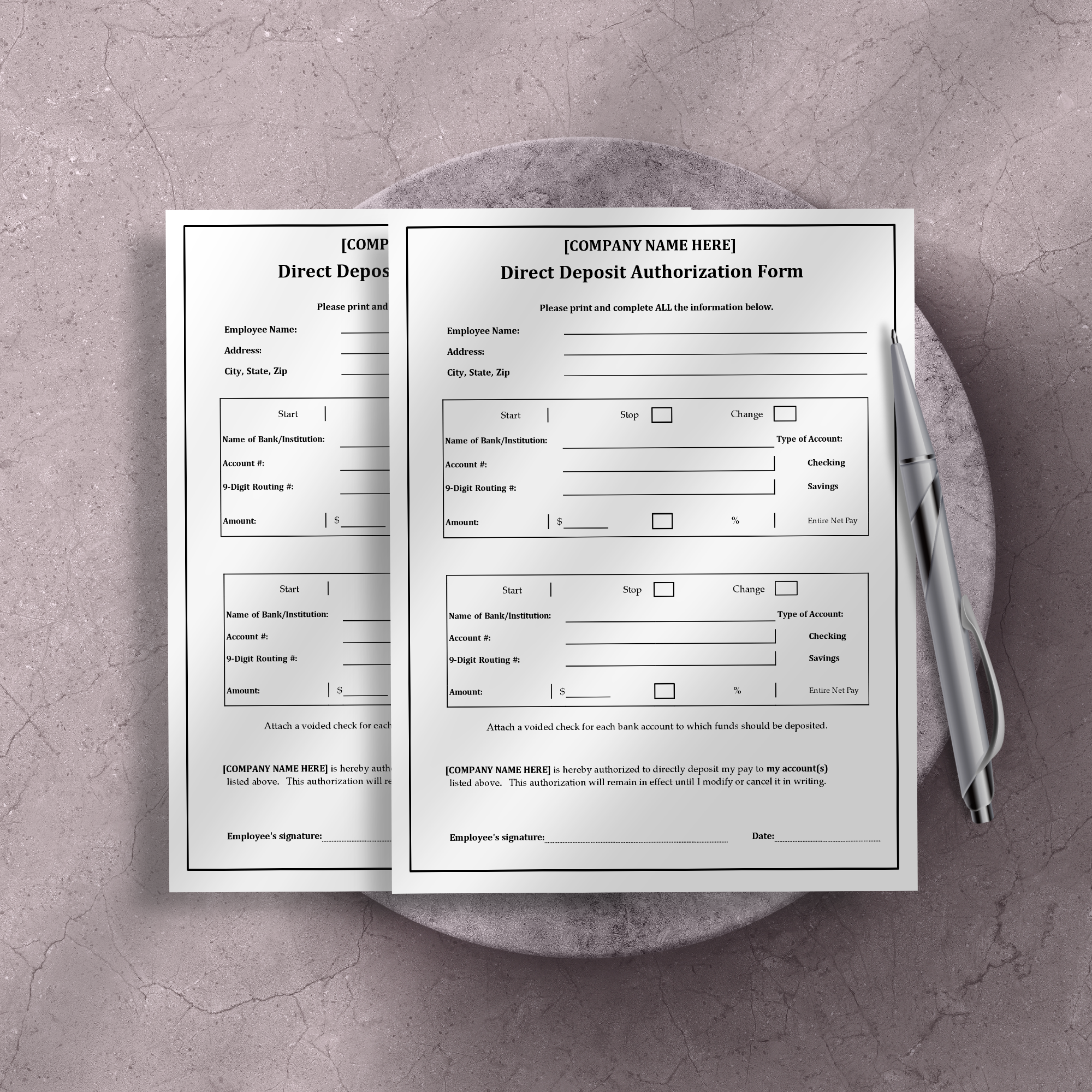Direct Deposit Form Template | Editable Microsoft Word Document for Payroll