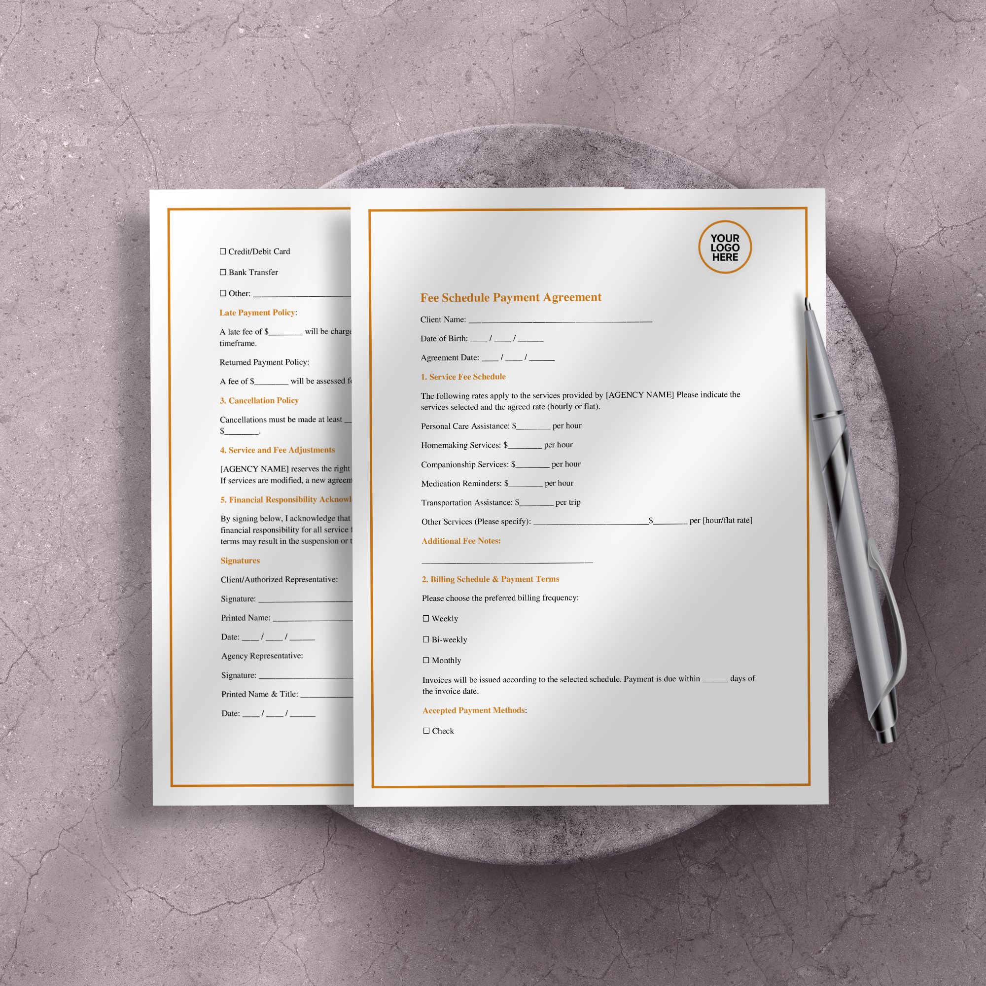 Client Fee Schedule Template | Editable Word Document for Professionals