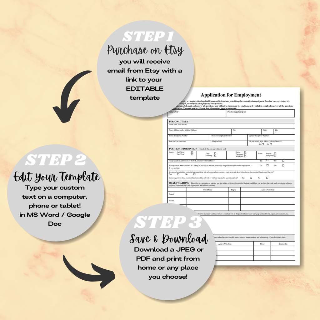 Job Application Template | Editable Microsoft Word Document for Employers