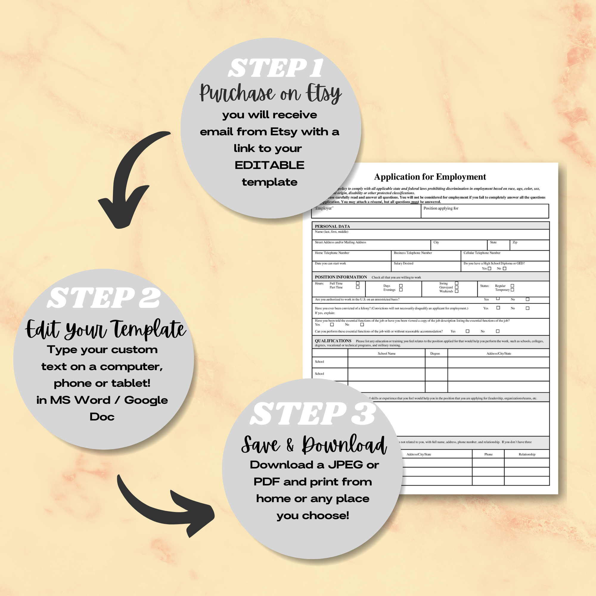Job Application Template | Editable Microsoft Word Document for Employers
