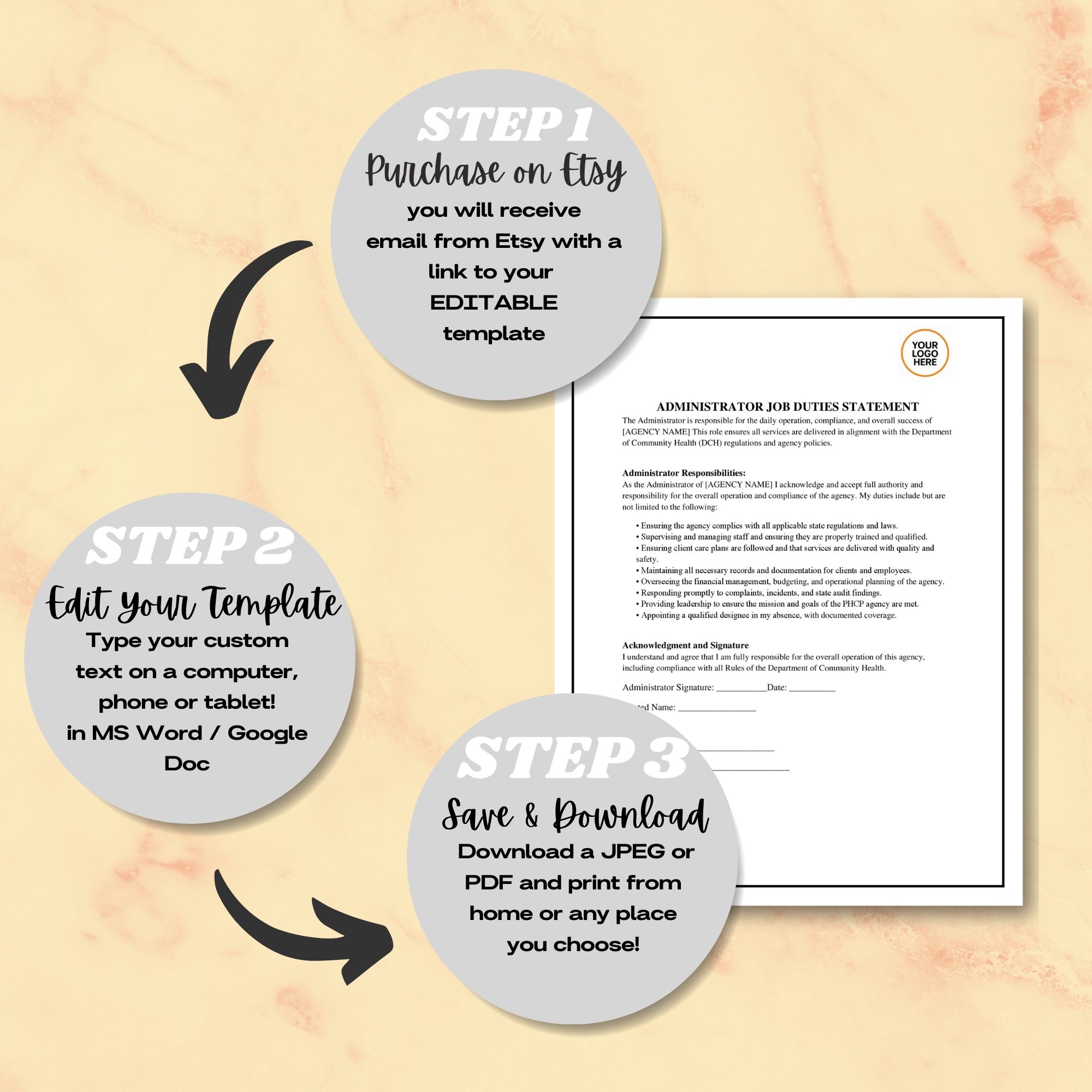 Administrator Job Duties Authority Statement | Editable Microsoft Word Document
