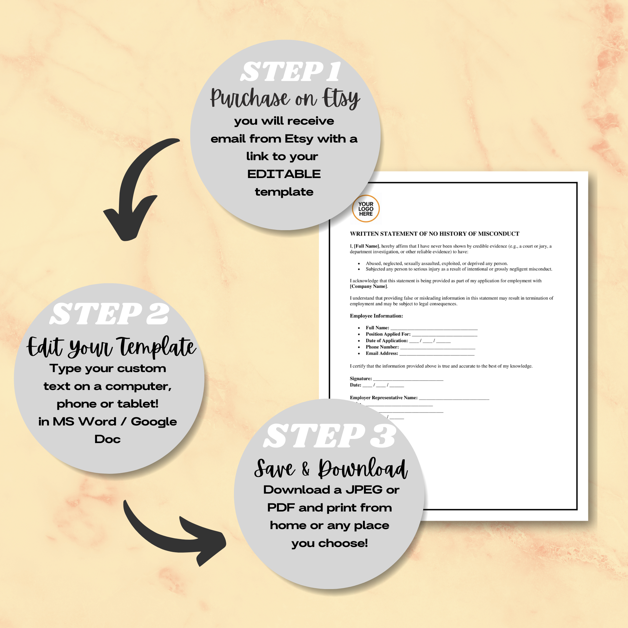 Written Statement of No Misconduct | Editable Microsoft Word Document