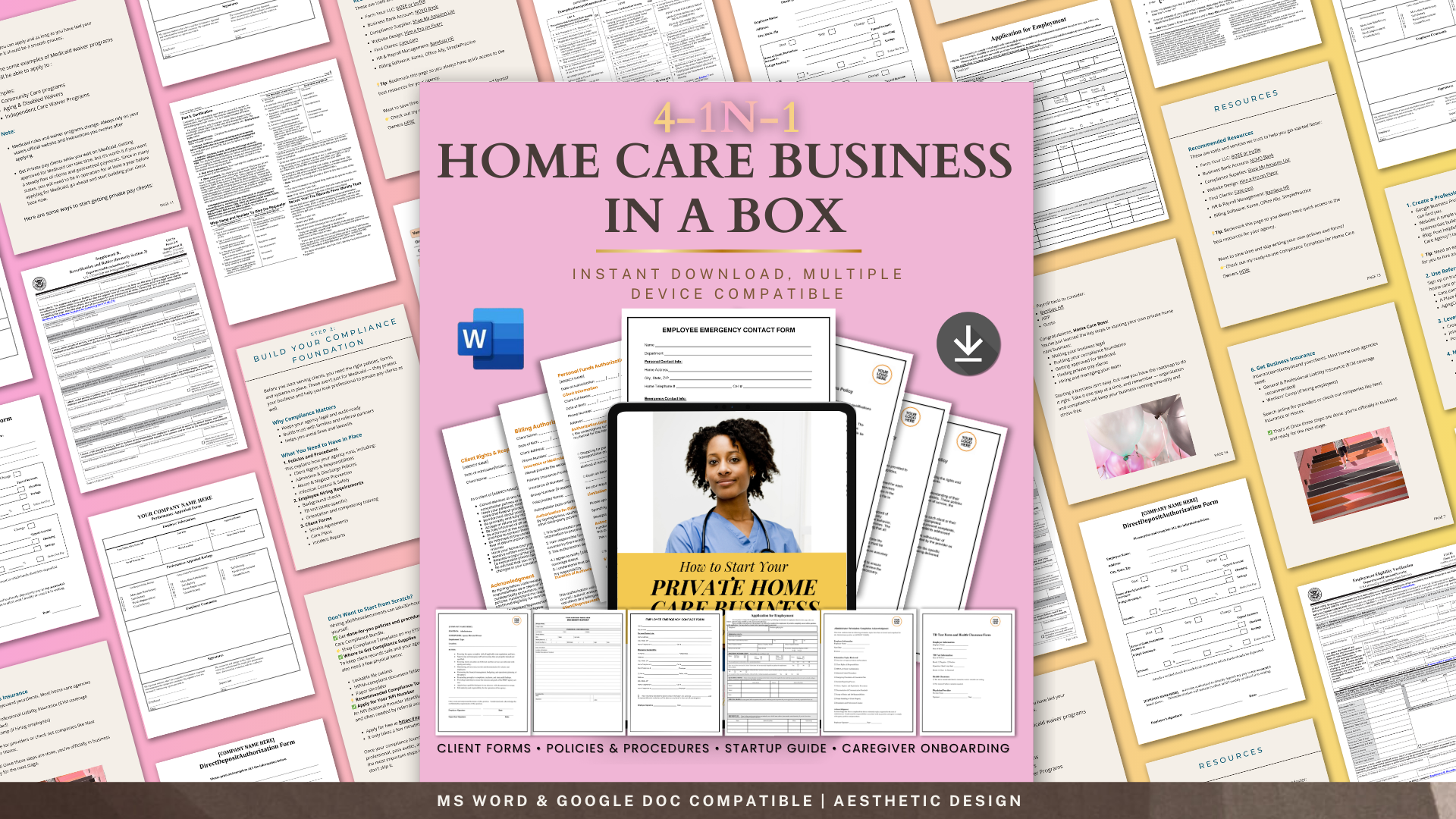 Home Care Starter Kit, Policies & Procedures, Client Forms, Employee Onboarding MS WORD