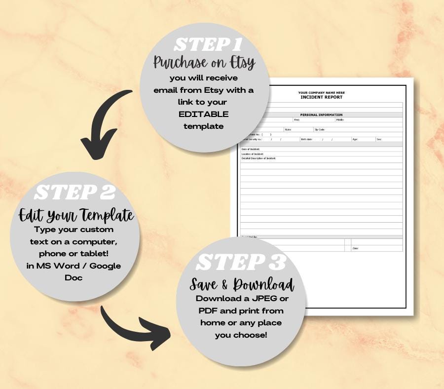 Incident Report Form Template, Editable Workplace Safety (Digital Download) Home Care Agency Forms