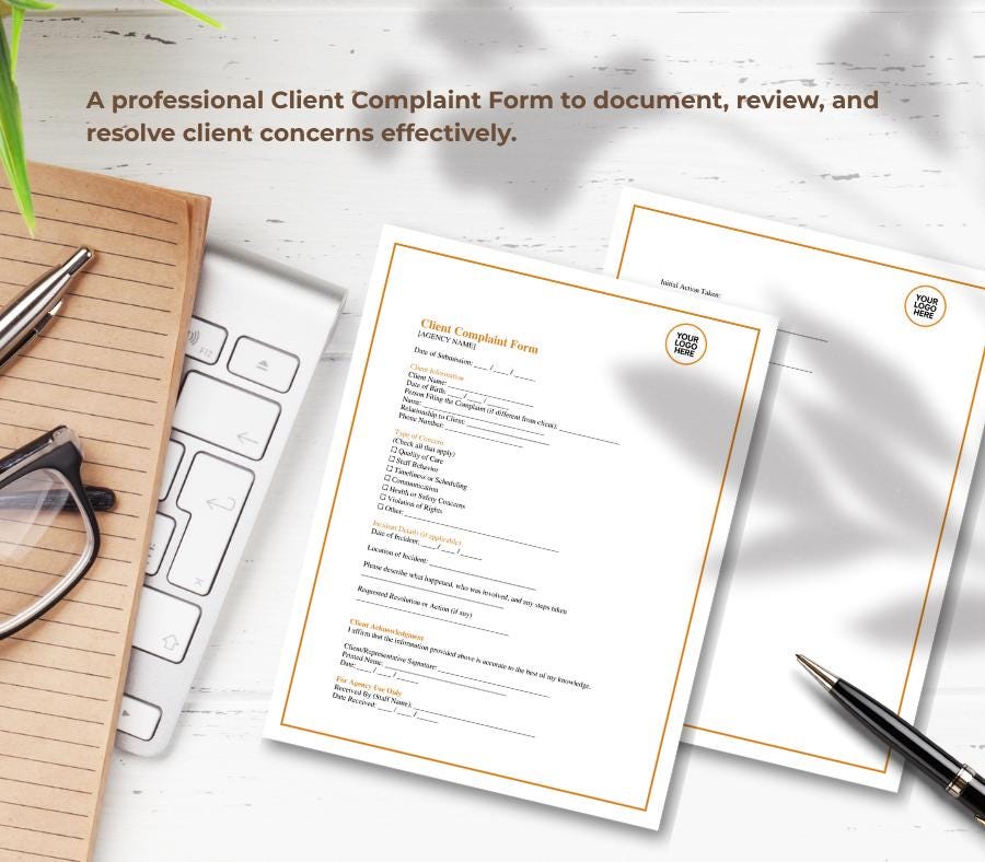 Client Complaint Form Template, Editable Word Business Feedback Form, Customer Service Report, Digital Download