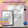 Scope of Services Policy, Editable Home Care Policy Template, Agency Compliance Form
