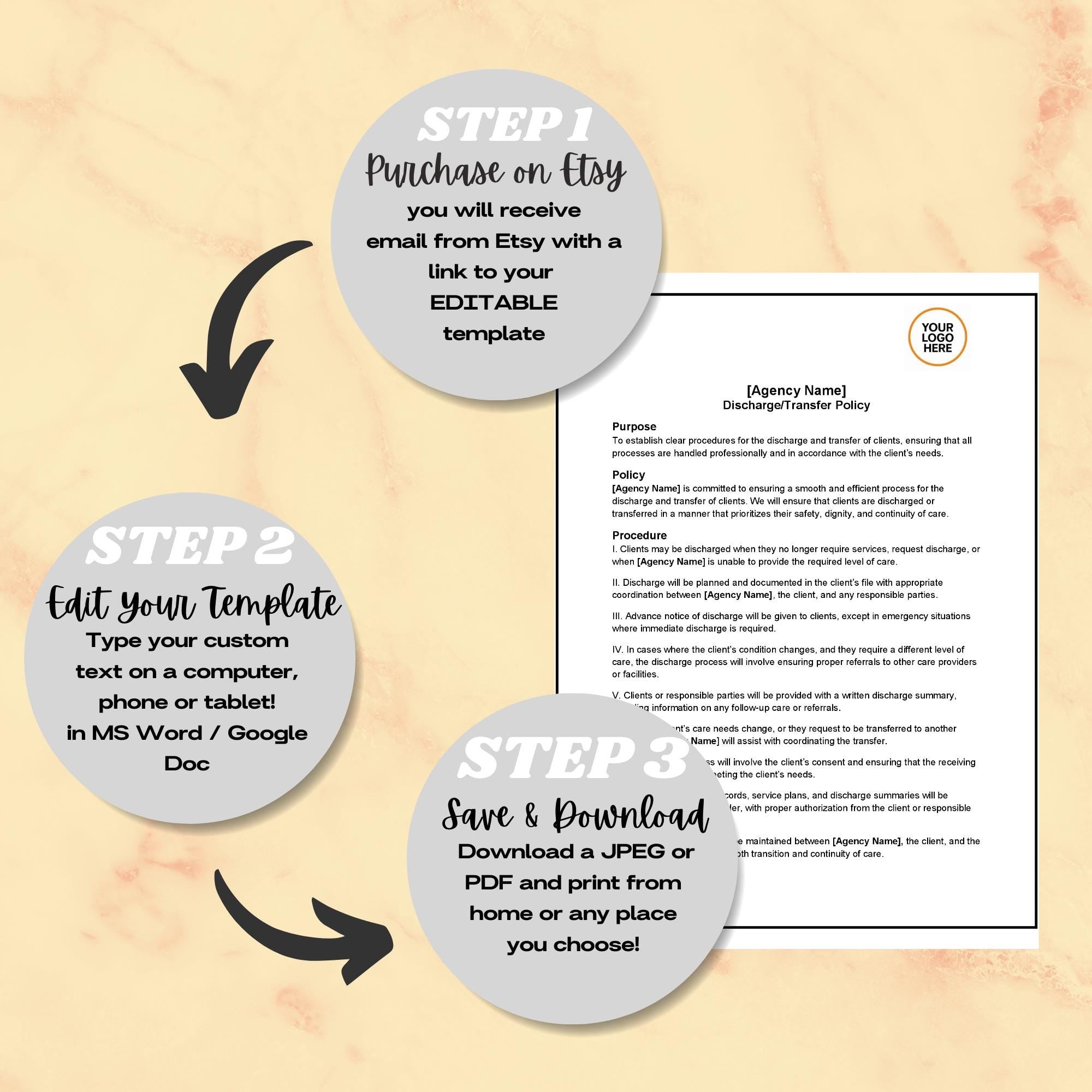 Discharge Transfer Policy, Home Care Discharge Template, Editable Agency Compliance Form