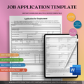 Job Application Template | Editable Microsoft Word Document for Employers