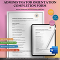 Administrator Orientation Completion Form | Editable Microsoft Word Document