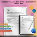 Written Statement of No Misconduct | Editable Microsoft Word Document