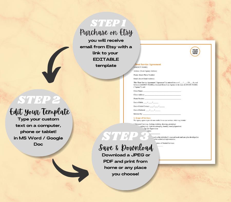 Client Service Agreement Form, Editable Word Contract Template, Business Service Terms & Conditions, Digital Download