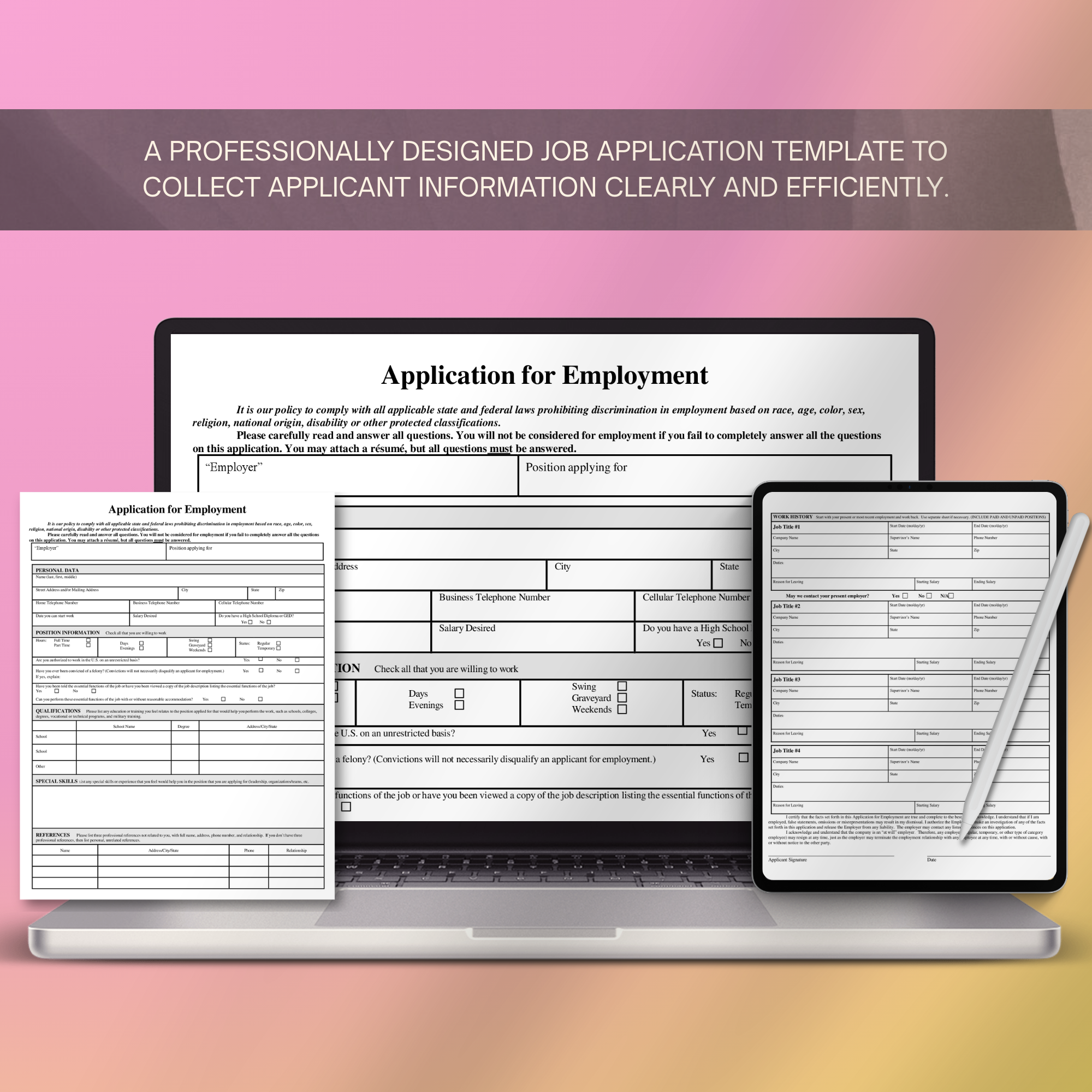 Job Application Template | Editable Microsoft Word Document for Employers