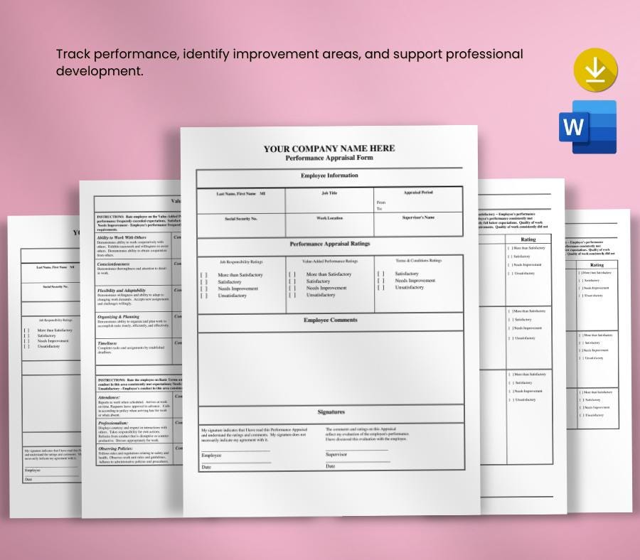 Editable Caregiver Performance Evaluation Form (MS Word)