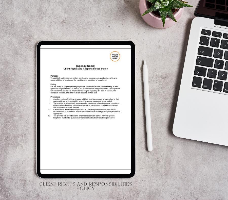 Client Rights Policy & Procedures Template, Editable Business Form, Printable Client Agreement, Digital Download