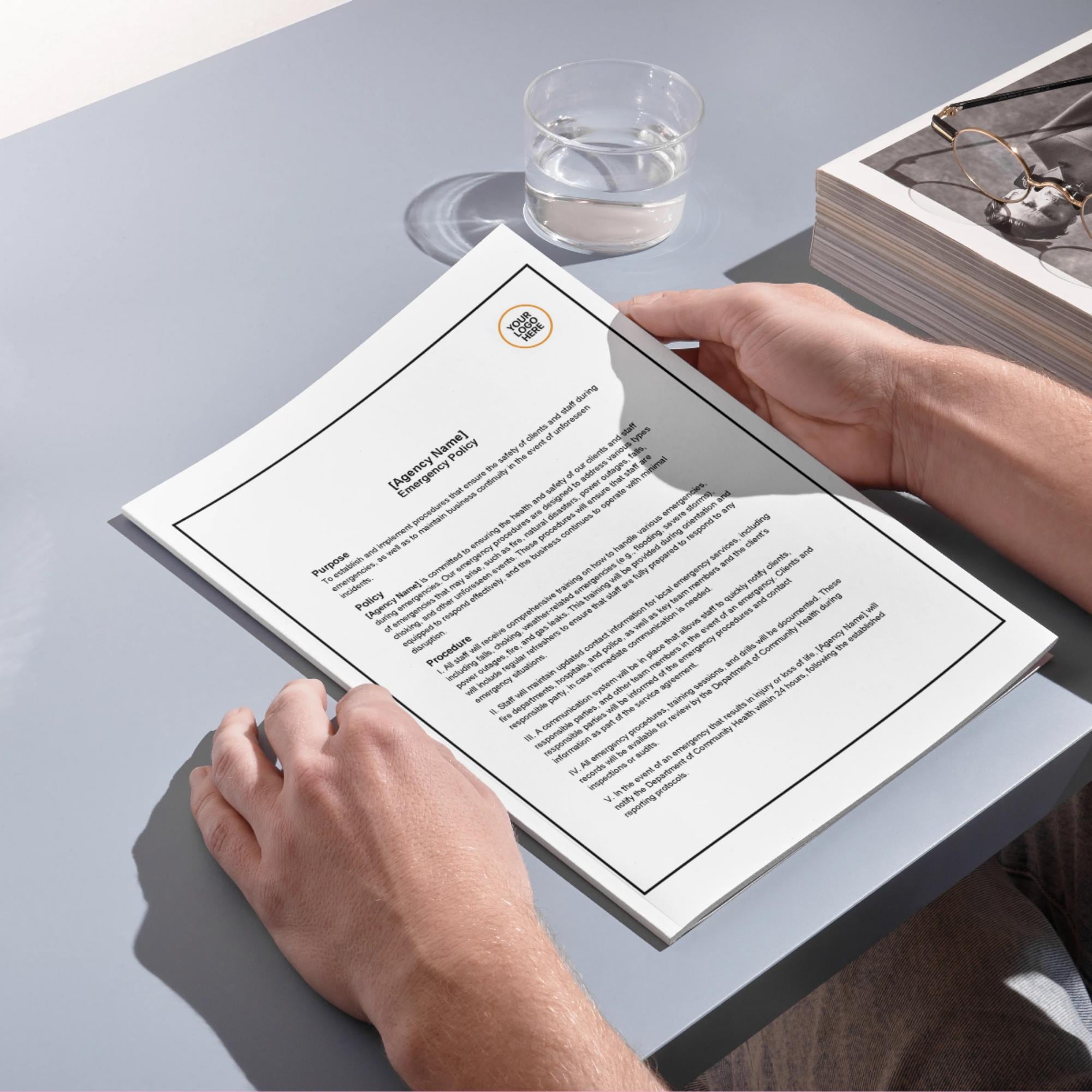 Emergency Policy, Home Care Emergency Procedures Template, Editable Agency Safety Document