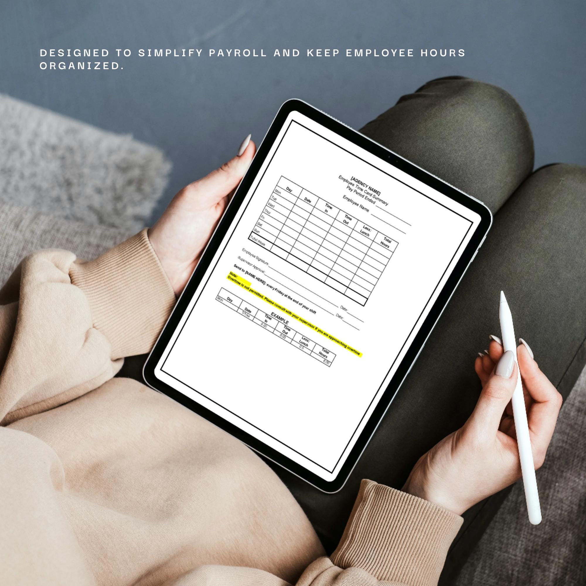 Employee Time Sheet Form, Home Care Staff Hours Template, Editable Work Log