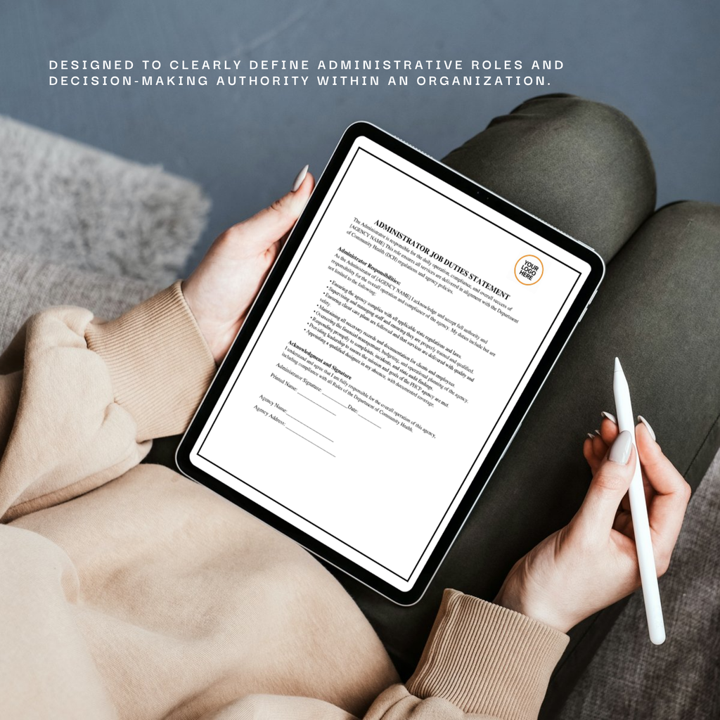 Administrator Job Duties Authority Statement | Editable Microsoft Word Document