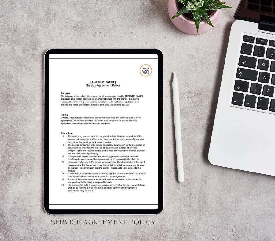 Service Agreement Policy Template, Editable Word Business Contract, Client Terms & Conditions Form, Digital Download