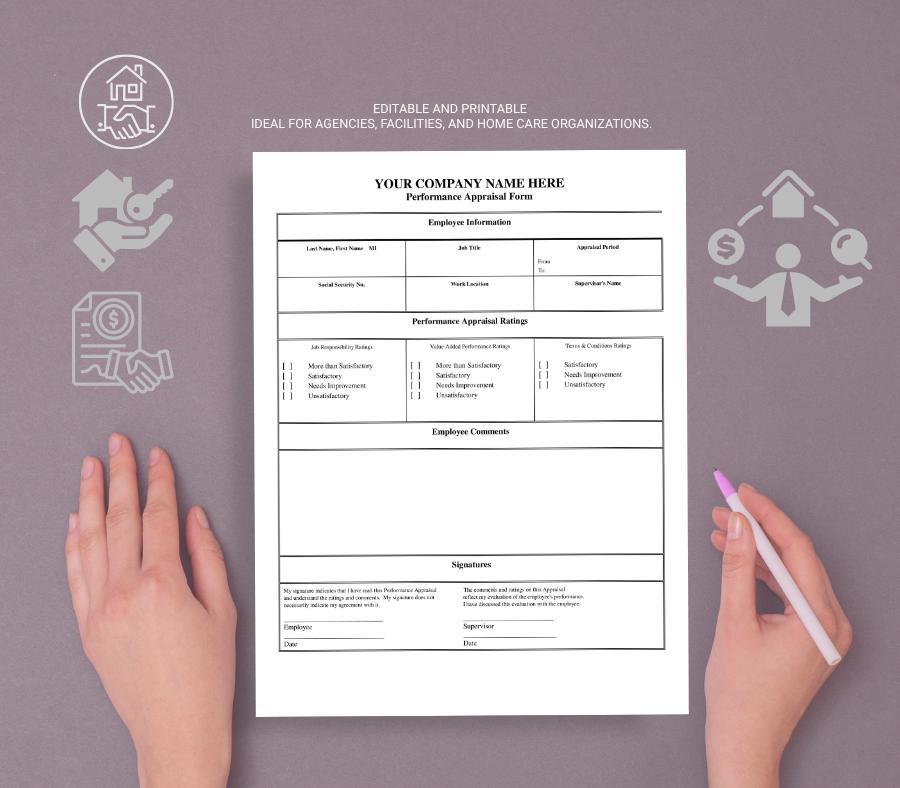 Editable Caregiver Performance Evaluation Form (MS Word)