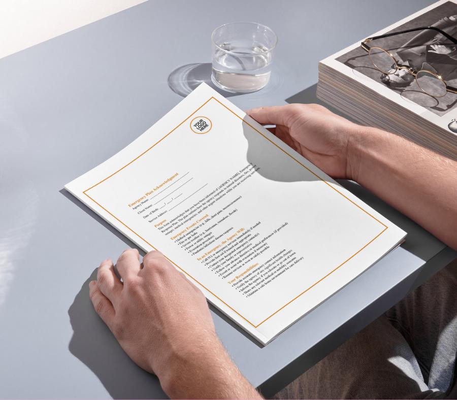 Emergency Plan Acknowledgement Form, Editable Word Safety Policy Template, Staff & Client Emergency Procedure Confirmation