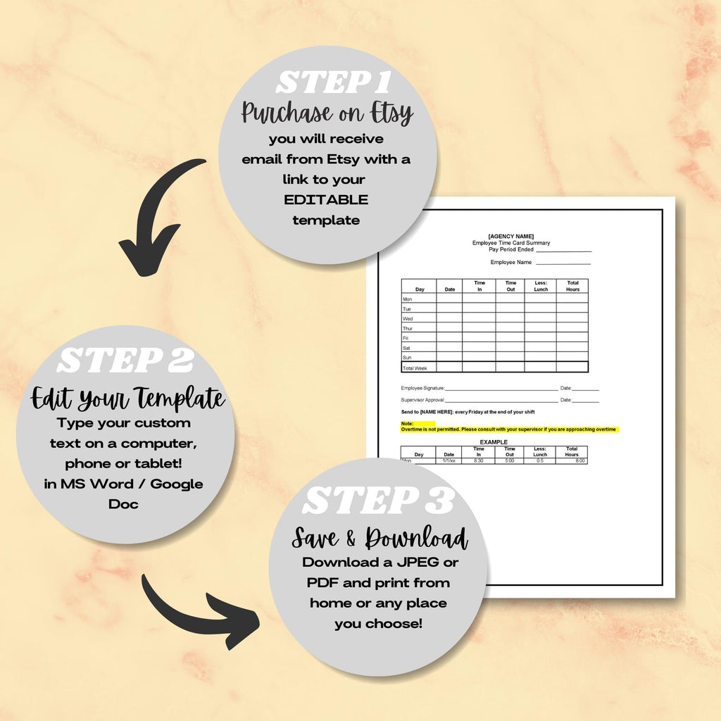 Employee Time Sheet Form, Home Care Staff Hours Template, Editable Work Log