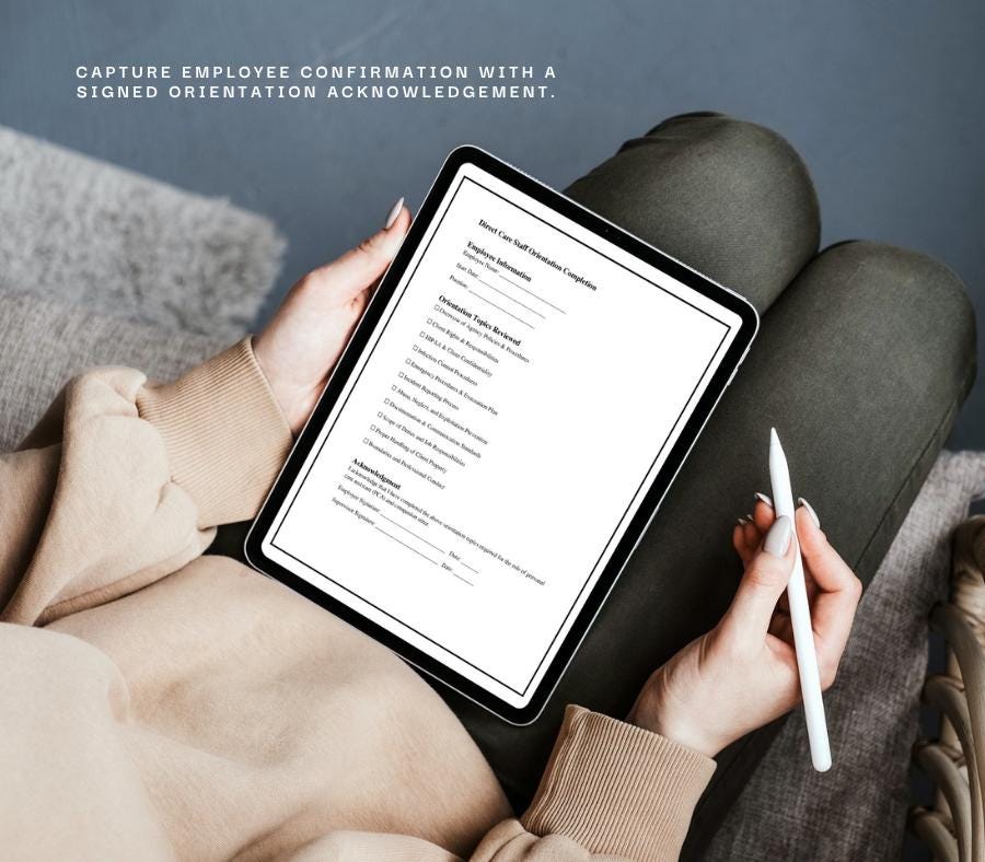 Caregiver Orientation Completion Acknowledgement Form, Editable Word Staff Training Template, Employee Onboarding Confirmation Form