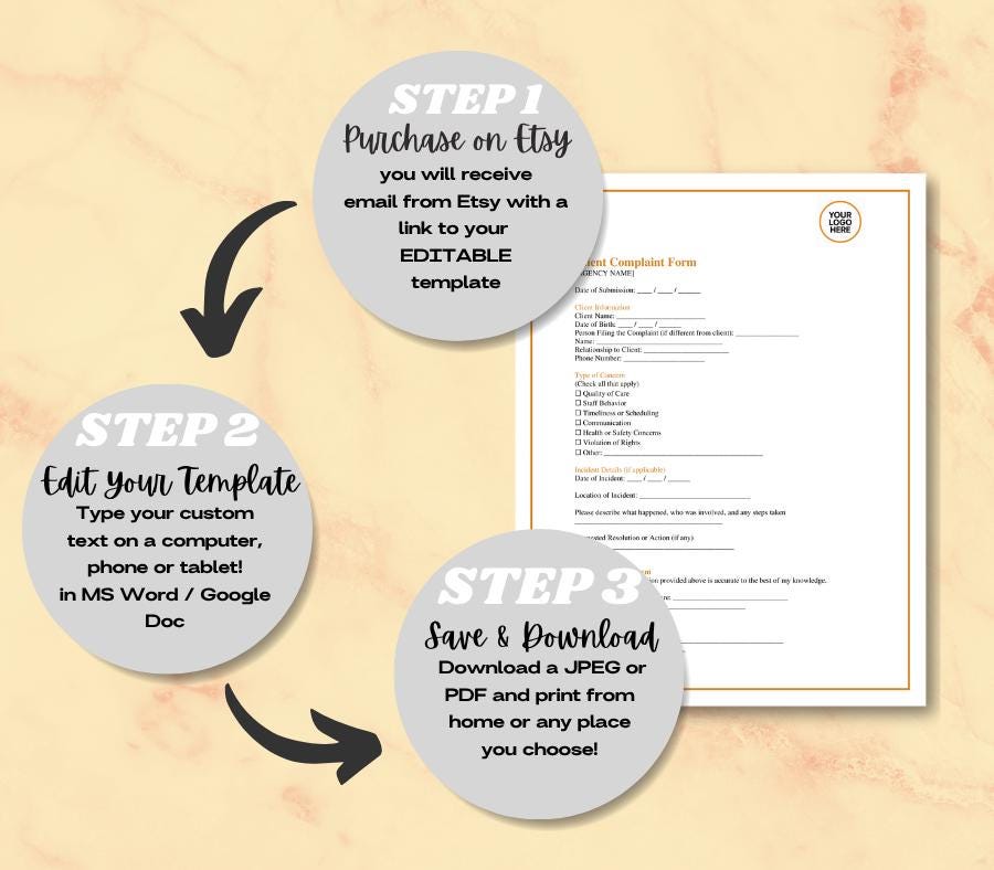 Client Complaint Form Template, Editable Word Business Feedback Form, Customer Service Report, Digital Download