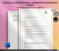 Cancellation Rights Acknowledgement Form, Editable Word Client Cancellation Notice, Service Agreement Termination Template
