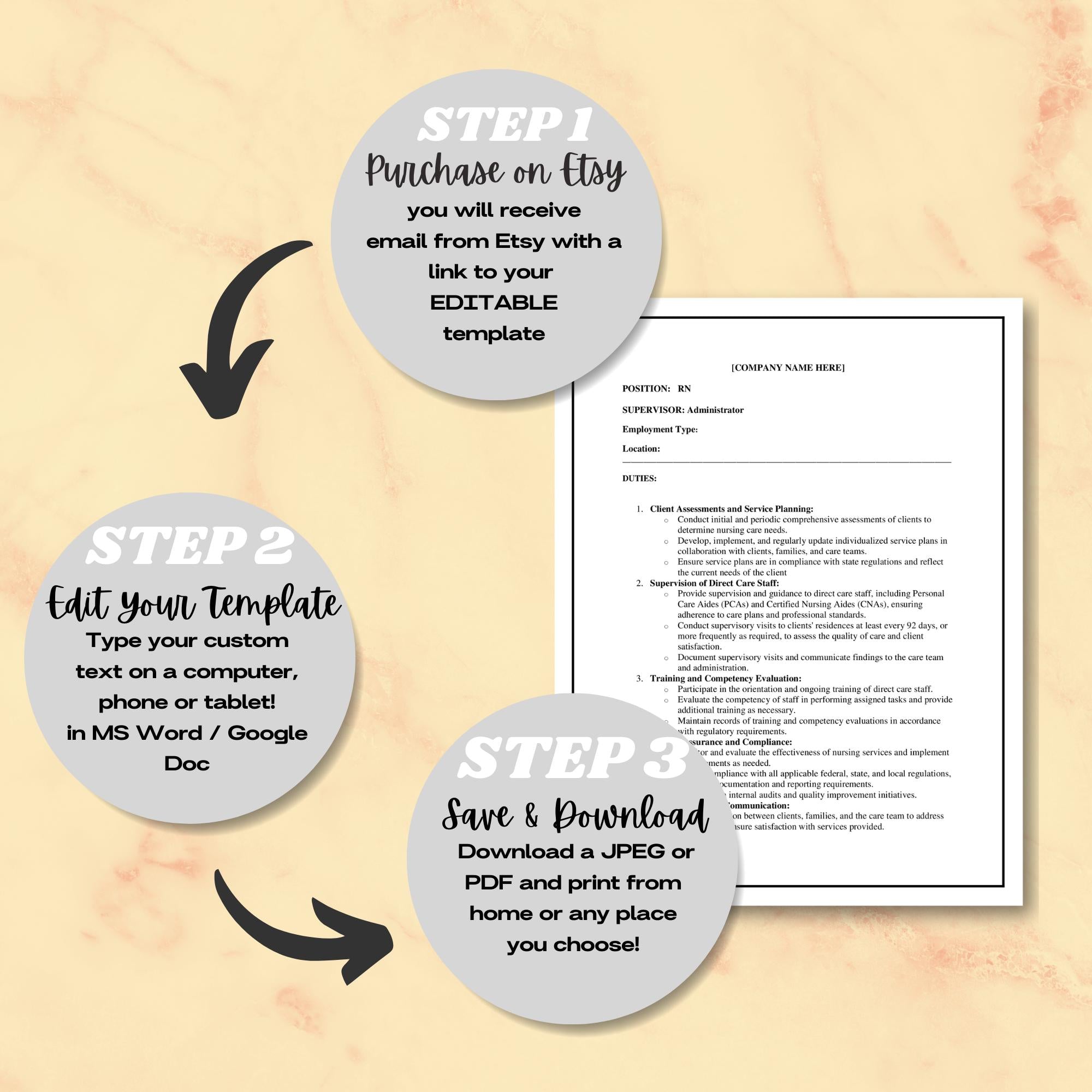 RN Job Description Template, Editable Home Care Staff Role Form, Agency HR Document