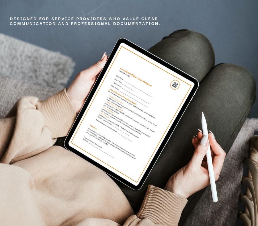 Cancellation Rights Acknowledgement Form, Editable Word Client Cancellation Notice, Service Agreement Termination Template