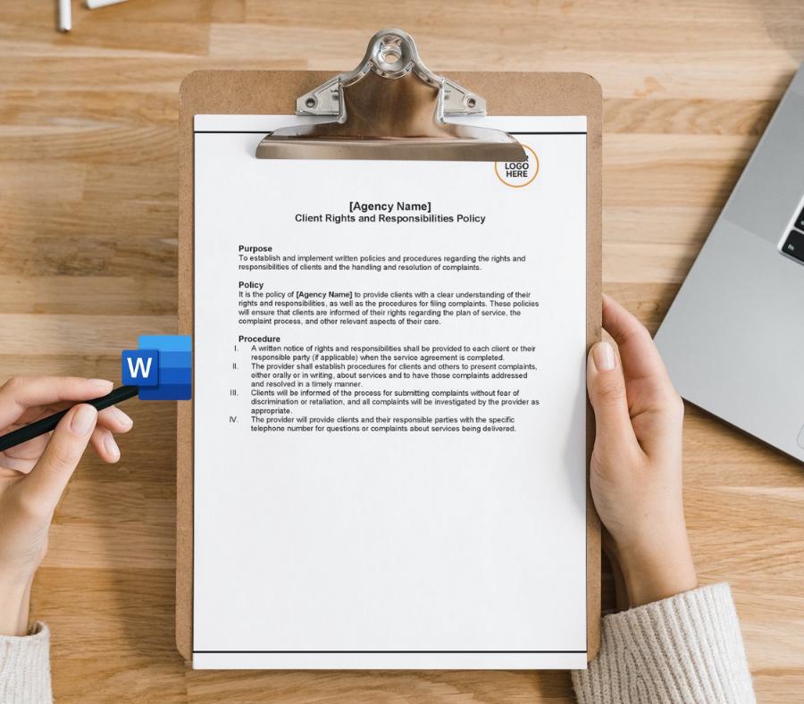 Client Rights Policy & Procedures Template, Editable Business Form, Printable Client Agreement, Digital Download
