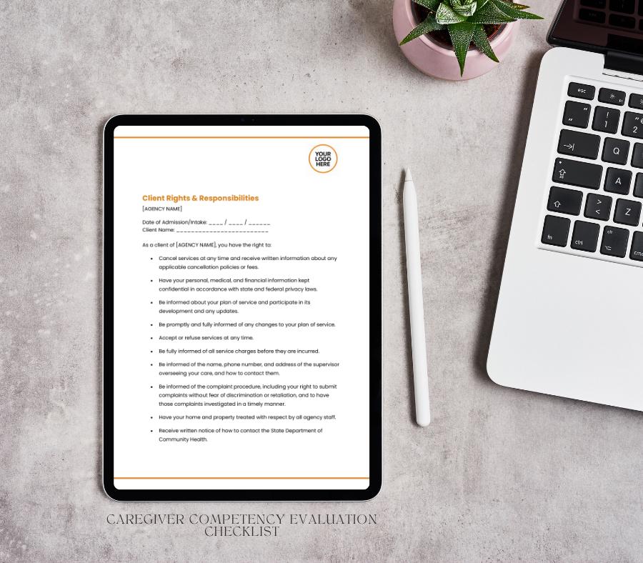 Client Rights and Responsibilities Form, Editable Home Care Business Template (Digital Download)