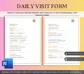 Daily Visit Log Template, Caregiver Record Sheet (PDF) Editable, Home Care Agency Forms