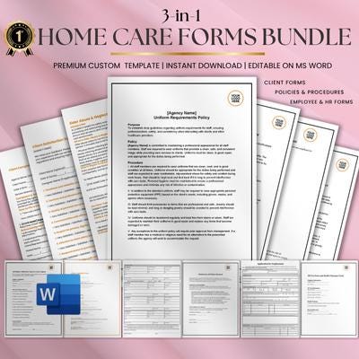 Home Care Starter Kit, Policies & Procedures, Client Forms, Employee Onboarding MS WORD