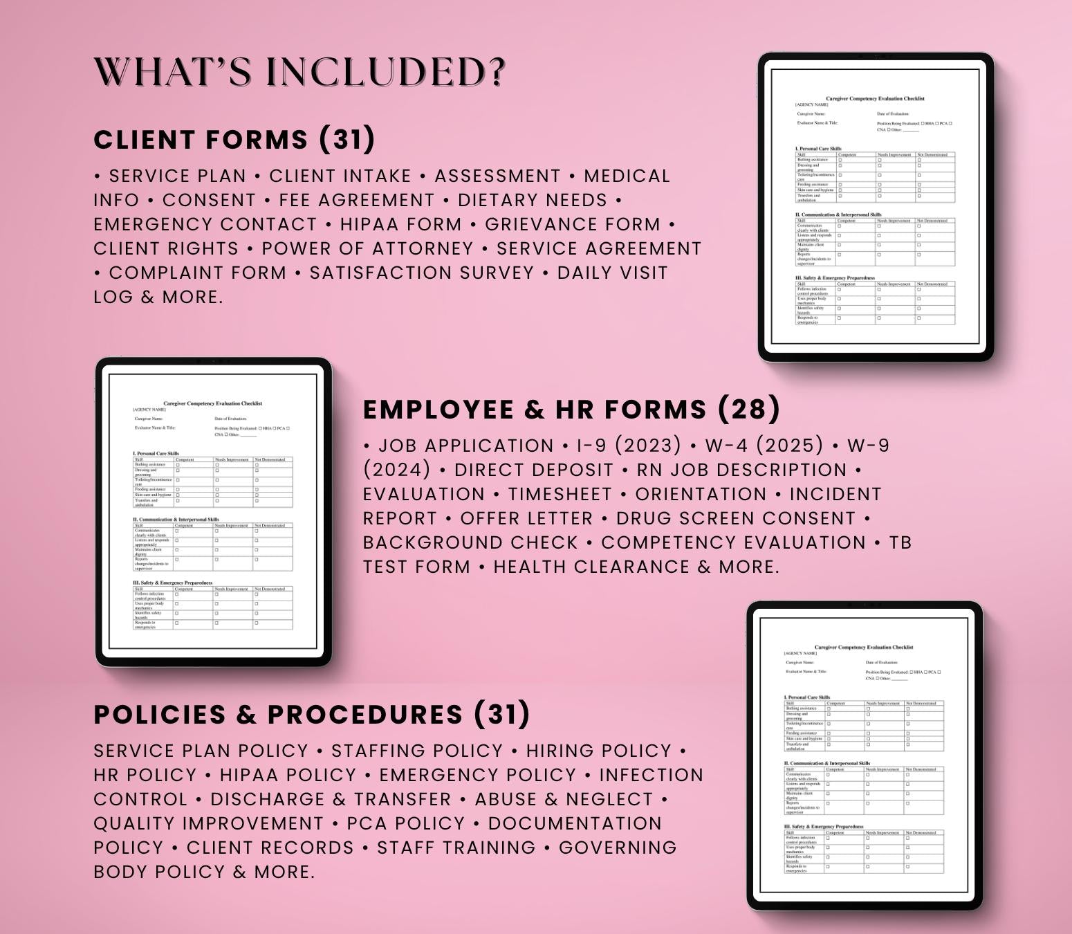 Home Care Starter Kit, Policies & Procedures, Client Forms, Employee Onboarding MS WORD