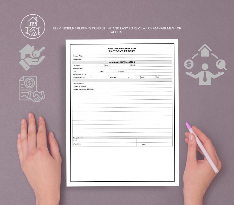 Incident Report Form Template, Editable Workplace Safety (Digital Download) Home Care Agency Forms