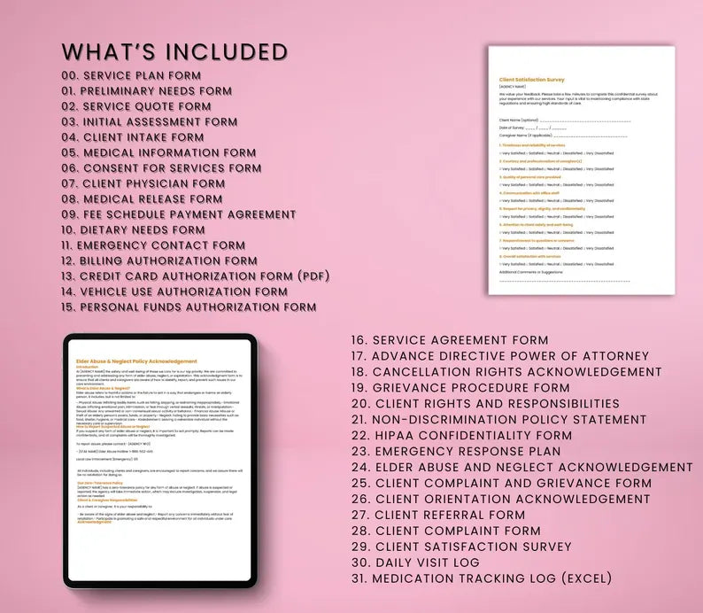 Client Intake & Service Forms for Home Care Agencies(PDF, DOCX)