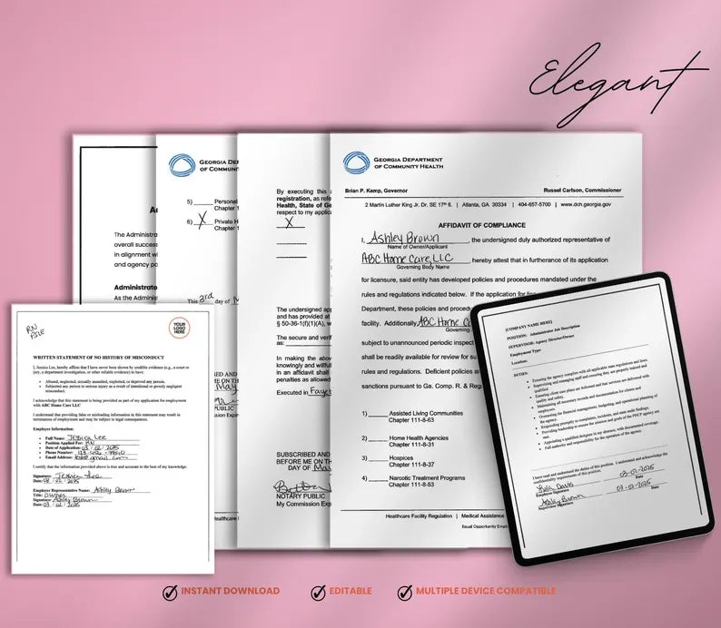 Home Care License Application Cheat Sheet, MS Word Licensing & Compliance Guide PDF DOCX, Georgia Home Care Agency