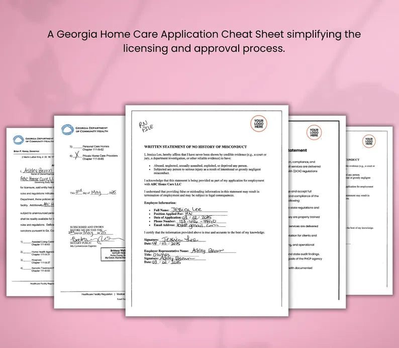 Home Care License Application Cheat Sheet, MS Word Licensing & Compliance Guide PDF DOCX, Georgia Home Care Agency
