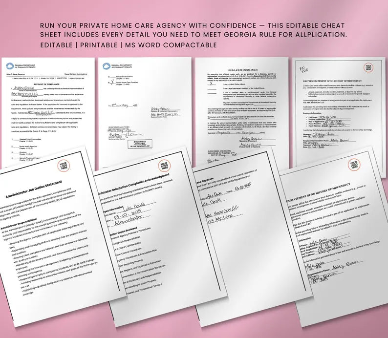 Home Care License Application Cheat Sheet, MS Word Licensing & Compliance Guide PDF DOCX, Georgia Home Care Agency